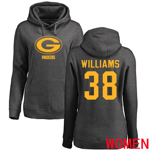 Green Bay Packers Ash Women #38 Williams Tramon One Color Nike NFL Pullover Hoodie Sweatshirts->nfl t-shirts->Sports Accessory
